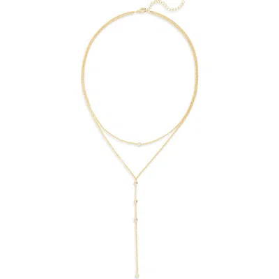 Nordstrom Rack Cubic Zirconia Layered Y-necklace In Gold
