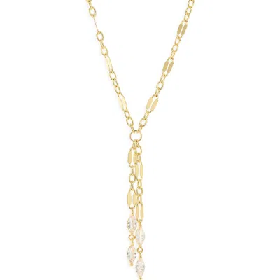 Nordstrom Rack Cubic Zirconia Mariner Lariat Necklace In Clear- Gold