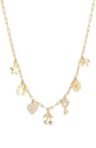 Nordstrom Rack Cubic Zirconia Multicharm Necklace In Gold