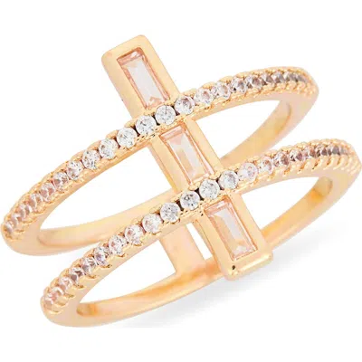 Nordstrom Rack Cubic Zirconia Open Double Row Ring In Gold