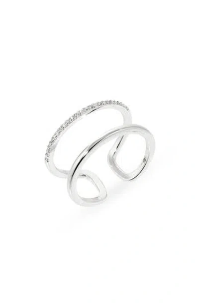 Nordstrom Rack Cubic Zirconia Open Double Row Ring In Metallic