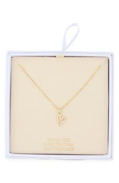 Nordstrom Rack Cubic Zirconia Open Heart Pendant Necklace In Gold