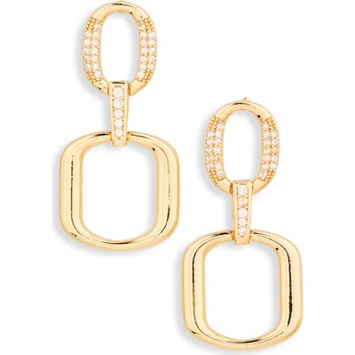 Nordstrom Rack Cubic Zirconia Open Link Drop Earrings In Clear- Gold