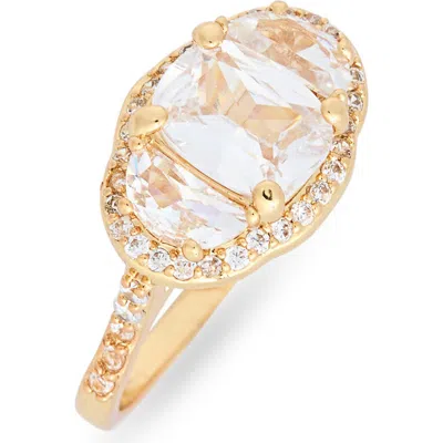 Nordstrom Rack Cubic Zirconia Oval Halo Ring In Clear- Gold