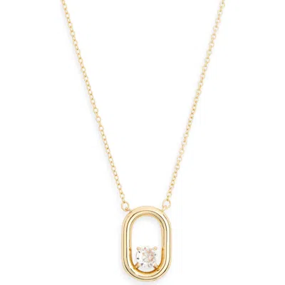 Nordstrom Rack Cubic Zirconia Oval Ring Pendant Necklace In Gold
