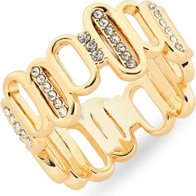 Nordstrom Rack Cubic Zirconia Paper Clip Ring In Clear- Gold