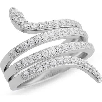 Nordstrom Rack Cubic Zirconia Pavé Coil Ring In Silver