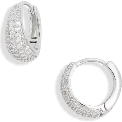 Nordstrom Rack Cubic Zirconia Pavé Huggie Hoop Earrings In Clear- Silver