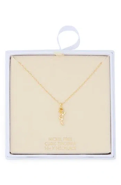 Nordstrom Rack Cubic Zirconia Rose Pendant Necklace In Gold
