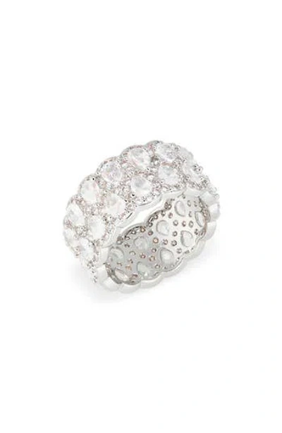 Nordstrom Rack Cubic Zirconia Scalloped Eternity Band Ring In Clear- Silver