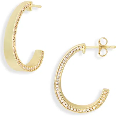 Nordstrom Rack Cubic Zirconia Side Inset J Hoop Earrings In Pattern