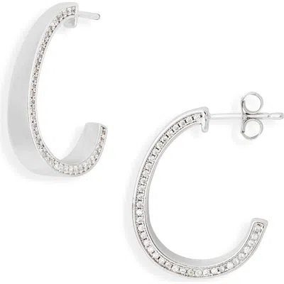Nordstrom Rack Cubic Zirconia Side Inset J Hoop Earrings In Neutral