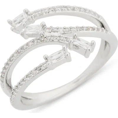 Nordstrom Rack Cubic Zirconia Spiral Bypass Ring In Silver