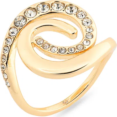Nordstrom Rack Cubic Zirconia Spiral Ring In Clear- Gold