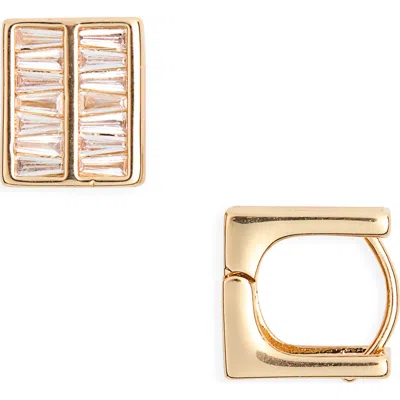 Nordstrom Rack Cubic Zirconia Square Huggie Hoop Earrings In Clear- Gold