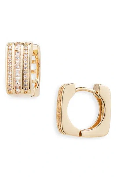 Nordstrom Rack Cubic Zirconia Square Huggie Hoop Earrings In Gold