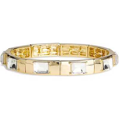 Nordstrom Rack Cubic Zirconia Square Link Stretch Bracelet In Gold
