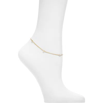Nordstrom Rack Cubic Zirconia Station Anklet In Clear- Gold