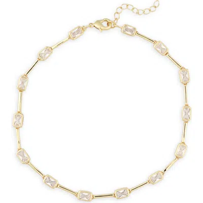 Nordstrom Rack Cubic Zirconia Station Chain Anklet In Clear- Gold