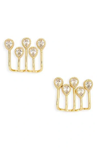 Nordstrom Rack Cubic Zirconia Teardrop Ear Jackets In Gold