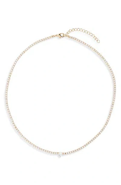 Nordstrom Rack Cubic Zirconia Tennis Necklace In Gold