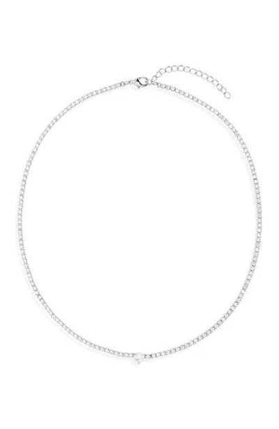 Nordstrom Rack Cubic Zirconia Tennis Necklace In Silver