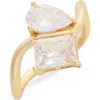 Nordstrom Rack Cubic Zirconia Toi Et Moi Wavy Band Ring In Gold