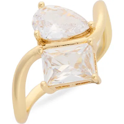Nordstrom Rack Cubic Zirconia Toi Et Moi Wavy Band Ring In Gold