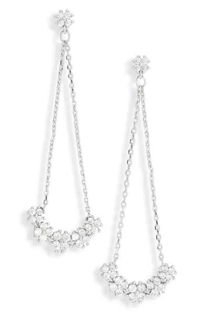 Nordstrom Rack Cubic Zirconia Triangle Chain Drop Earrings In Silver
