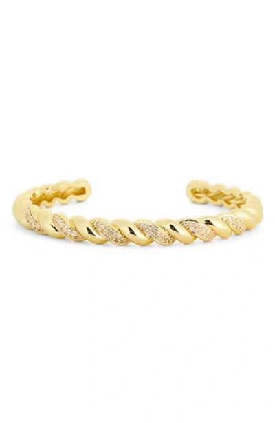 Nordstrom Rack Cubic Zirconia Twist Rope Cuff Bracelet In Gold
