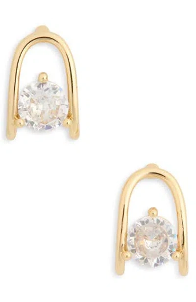 Nordstrom Rack Cubic Zirconia U-stud Earrings In Gold