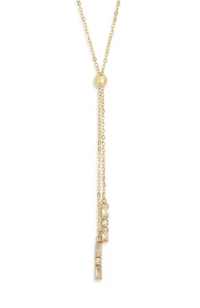Nordstrom Rack Cubic Zirconia Y-lariat Necklace In Gold
