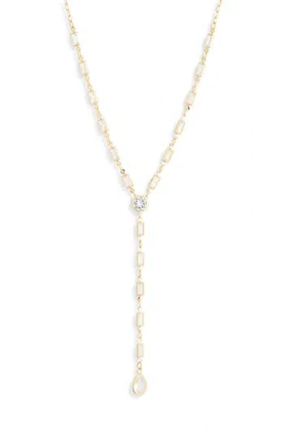Nordstrom Rack Cubic Zirconia Y-necklace In Gold