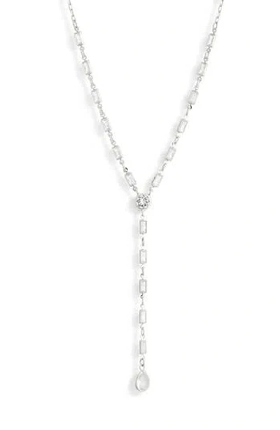 Nordstrom Rack Cubic Zirconia Y-necklace In Silver