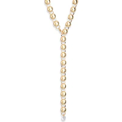 Nordstrom Rack Cubic Zirconia Y-necklace In Gold