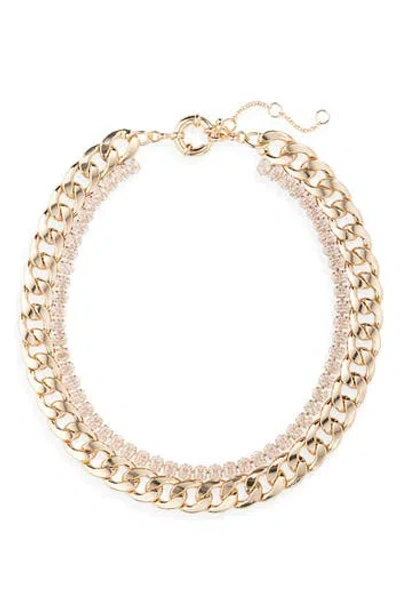 Nordstrom Rack Curb Chain & Tennis Layered Necklace In Gold