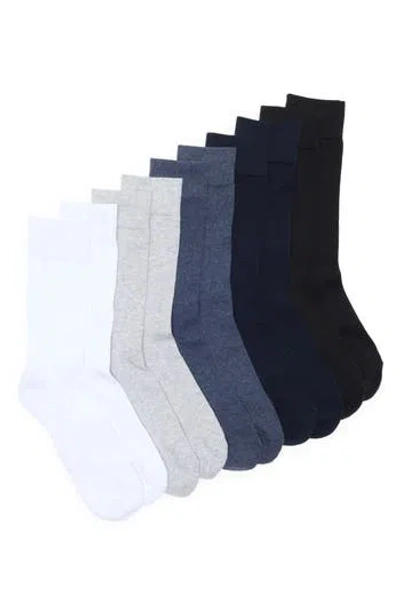 Nordstrom Rack Cushioned 5-pack Solid Crew Socks In Blue