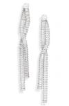 Nordstrom Rack Cz Baguette Linear Twist Earrings In Clear- Rhodium