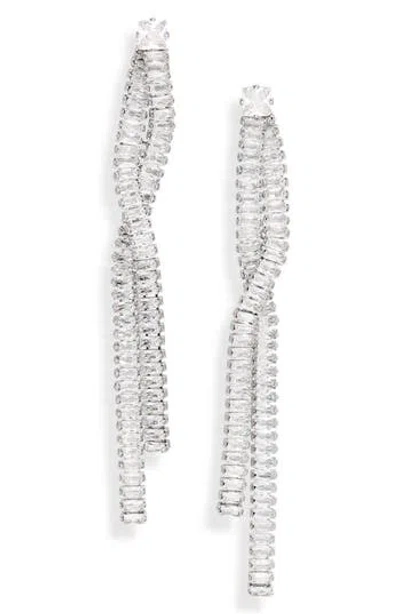 Nordstrom Rack Cz Baguette Linear Twist Earrings In Metallic