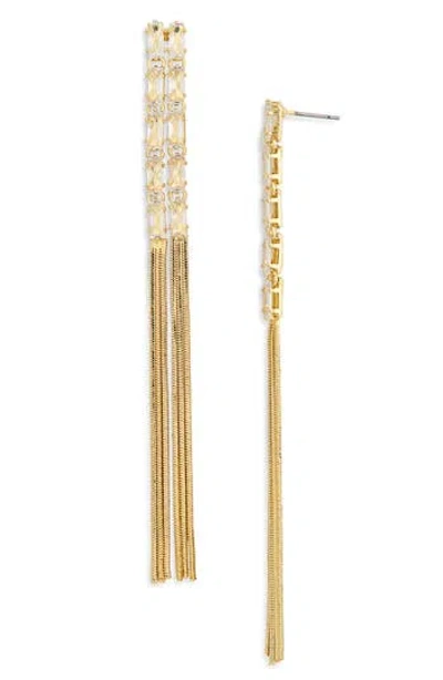 Nordstrom Rack Cz Baguette Tassel Drop Earrings In Gold