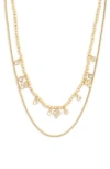 Nordstrom Rack Cz Bezel Layered Chain Necklace In Clear- Gold
