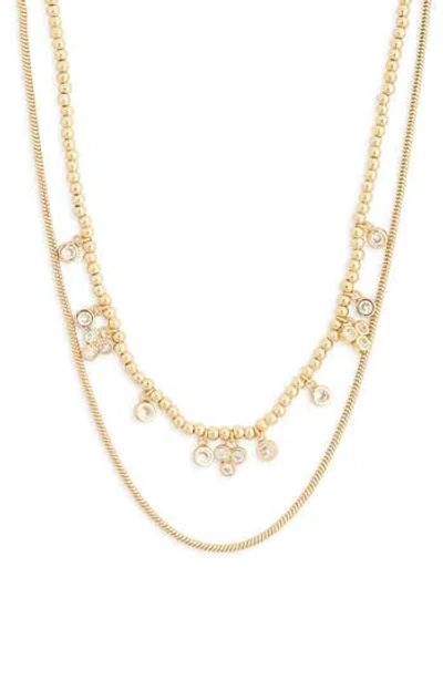 Nordstrom Rack Cz Bezel Layered Chain Necklace In Gold