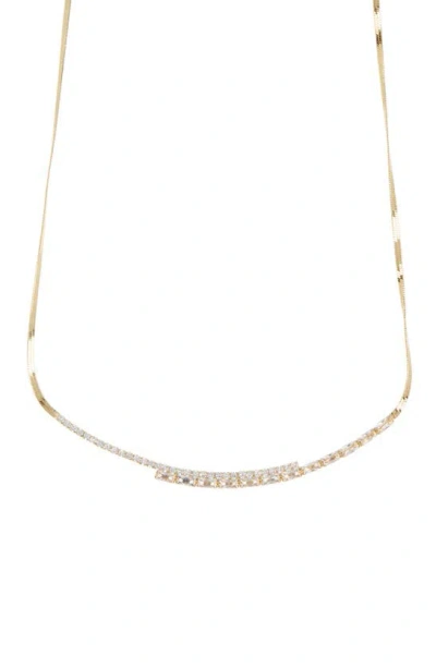 Nordstrom Rack Cz Bypass Necklace In Clear- Gold