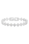 Nordstrom Rack Cz Clover Station Tennis Bracelet In Silver