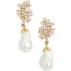 Nordstrom Rack Cz Cluster & Faux Pearl Drop Earrings In Multi