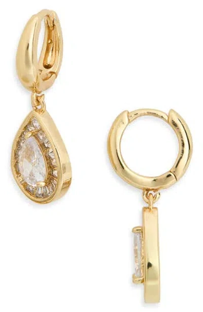 Nordstrom Rack Cz Dangle Hoop Earrings In Gold