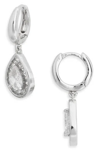 Nordstrom Rack Cz Dangle Hoop Earrings In Silver