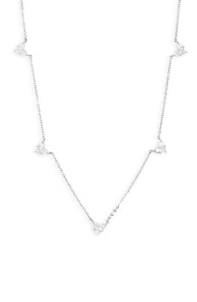Nordstrom Rack Cz Heart Station Chain Necklace In Metallic