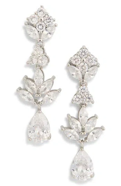 Nordstrom Rack Cz Leaf Pear Drop Earrings In Metallic