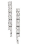 Nordstrom Rack Cz Linear Drop Earrings In Clear- Silver